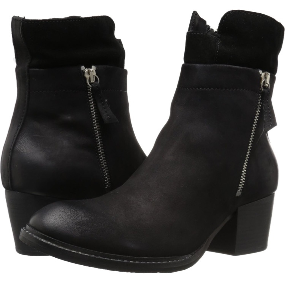 Black Ankle Boots with Zipper Detail